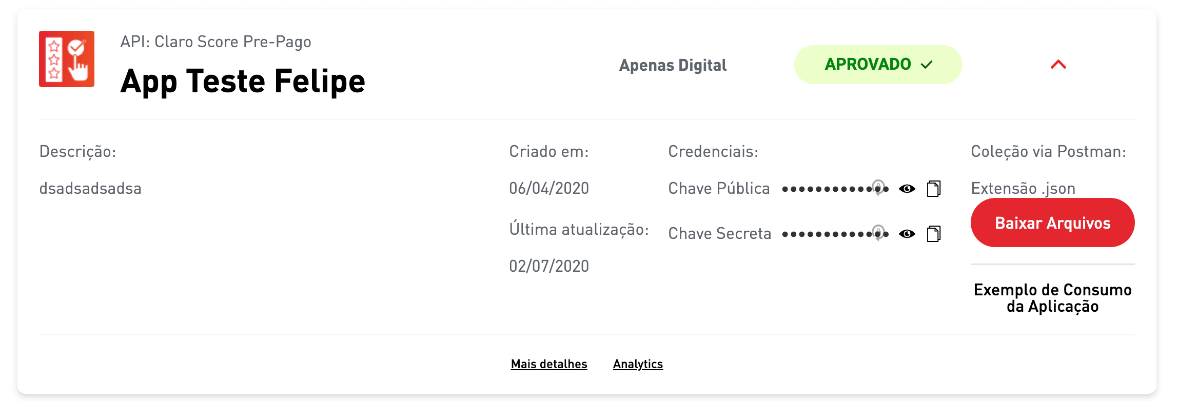 Aplicação detalhes